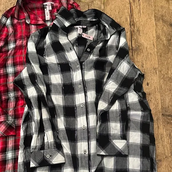 Victoria's Secret Red and Black Plaid night shirts nwt.size xl - Picture 3 of 7